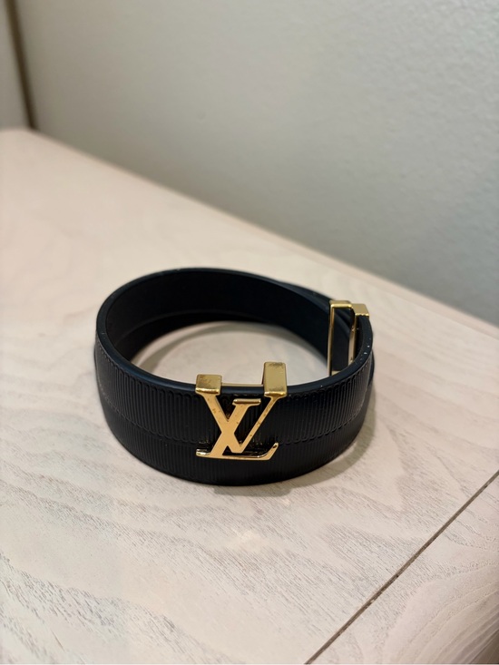 Louis Vuitton Other - Louis Vuitton Authentic Black Leather Bracelet with Gold LV Logo 35 inch